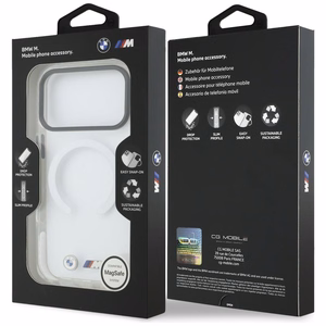 BMW M IML Shockproof Metal Logos MagSafe Suojakuori iPhone 17 Pro Max:lle läpinäkyvä