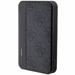 Guess Powerbank 15W GUPB5LP4GEGK 5000mAh musta/musta 4G nahka metalli logo