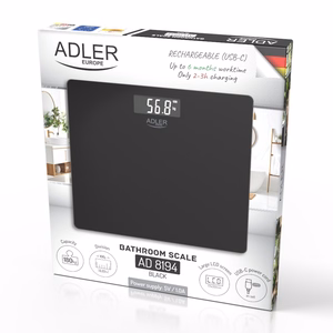 ADLER AD 8194b ladattava henkilövaaka USB-C:llä, musta