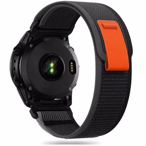 Tech-Protect Nylon Garmin Fenix 5 / 6 / 6 Pro / 7 musta/oranssi