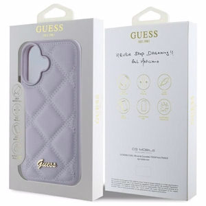 Guess Quilted Metal Logo Suojakuori iPhone 16:lle - vaalea violetti