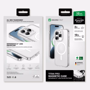 Amazing Thing Titan Pro Magsafe Suojakuori 10FT IP156.7TMCL iPhone 15 Plus:lle läpinäkyvä