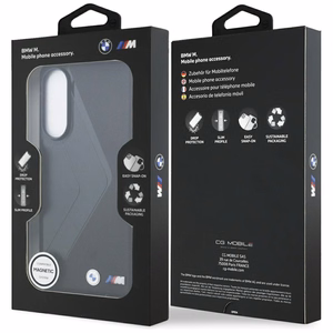 BMW Nahkainen Oversized Stripes MagSafe Suojakuori Samsung Galaxy S25 Edge:lle - Musta