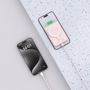 Tech-Protect LifeMag PB10 Powerbank MagSafe 5000mAh 15W USB-C-portilla - vaaleanpunainen + USB-C-kaapeli