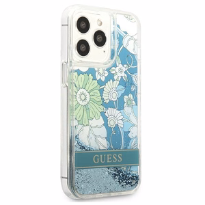 Guess GUHCP13LLFLSN iPhone 13 Pro / 13 6.1" vihreä/vihreä kovakotelo Kukka Nestemäinen Glitteri