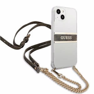 Guess GUHCP13SKC4GBGO iPhone 13 mini 5.4" läpinäkyvä kovakotelo 4G ruskea hihna kultainen ketju