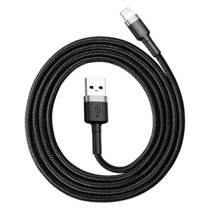USB-kaapeli Baseus Cafule USB-A - Lightning 1,5A 2,0m harmaa-musta CALKLF-CG1