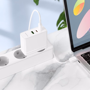Borofone Wall charger BN11 Imperial - USB + 2xType C - QC 3.0 PD 100W with Type C to Type C cable white