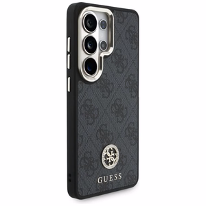 Guess 4G Big Rhinestone Triangle Strap MagSafe -suojakuori Samsung Galaxy S26 Ultralle musta