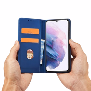 Magneettikorttikotelo Kotelo Samsung Galaxy S22 + (S22 Plus) Kotelo Lompakko Kortinhaltija Sininen