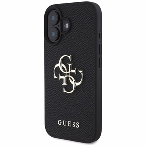 Guess Grained Big 4G Logo Small Classic Logo suojakuori iPhone 16:lle - musta