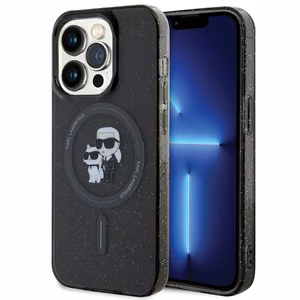 Karl Lagerfeld Suojakuori iPhone 15 Pro:lle KLHMP15LHGKCNOK (Glitter + MAG) musta