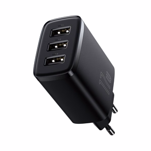 Baseus Compact seinälaturi - 3xUSB - 17W (CCXJ020101) musta