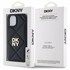 DKNY Quilted Stack Logo Suojakuori iPhone 14:lle - musta
