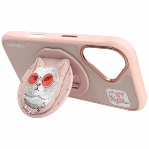 Nimmy Glasses Cool Cat MagSafe Suojakuori iPhone 16:lle - vaaleanpunainen
