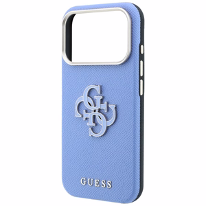 Guess Grained & Big Resin Logo -suojakuori iPhone 18 Pro Max / 17 Pro Max – sininen