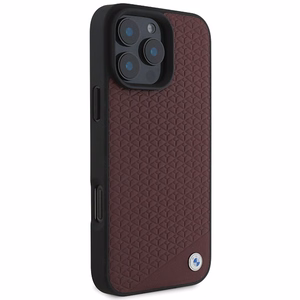 BMW Sign Nahkainen Diamond Metal Logo MagSafe Suojakuori iPhone 16 Pro Max:lle - Punainen