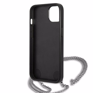 Karl Lagerfeld KLHCP13SPMK iPhone 13 mini 5,4 "kovakotelo musta / musta nahka kuvioitu ja ketju