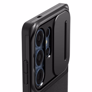 Spigen Optik Armor suojakuori Samsung Galaxy S25 Ultra -puhelimelle musta
