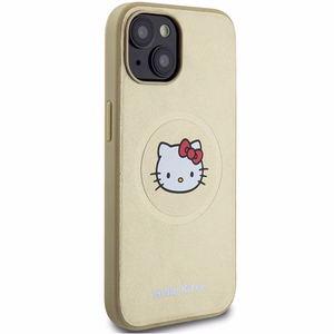 Hello Kitty Nahkainen Kitty Head MagSafe Suojakuori iPhone 15:lle - kultainen