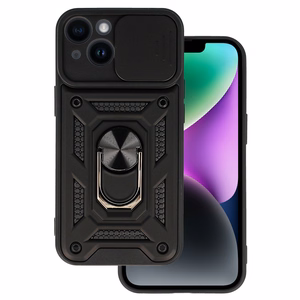 Slide Camera Armor Case for Iphone 15 Plus Black