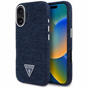 Guess Denim Triangle Logo MagSafe Suojakuori iPhone 16:lle - sininen