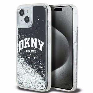 DKNY Liquid Glitter Big Logo Suojakuori iPhone 14/15/13:lle - musta
