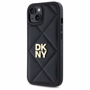 DKNY Quilted Stack Logo Suojakuori iPhone 14:lle - musta