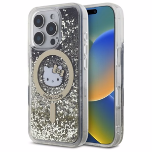 Hello Kitty Liquid Glitter Fever MagSafe Suojakuori iPhone 16 Pro Max:lle - kultainen