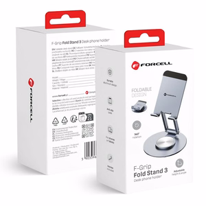 Pöytäteline puhelimelle ja tabletille taitettava Forcell F-Grip Fold Stand 3 360 harmaa