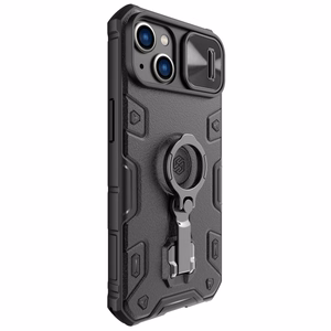 Nillkin CamShield Armor Pro Magneettinen kotelo iPhone 14 Plus MagSafe panssaroitu suojus jalusta rengas musta