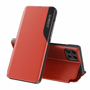 Eco Nahka View Case tyylikäs kirjahylly tyyppi tapauksessa kickstand Samsung Galaxy A22 4G punainen