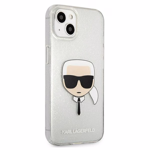 Karl Lagerfeld Glitter Karl's Head kotelo iPhone 13 mini - hopea