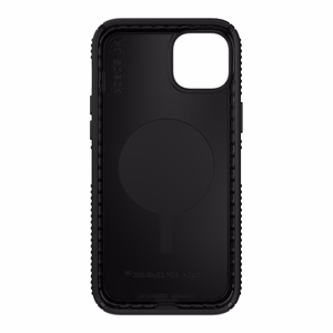 Speck Presidio2 Grip MagSafe suojakuori iPhone 14 Plus -laitteelle, pitävällä liukuestepinnalla, Black / Black / White -väriyhdistelmä