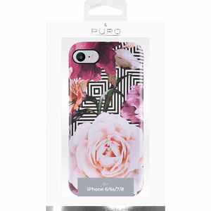 Puro Glam Geo Flowers Pink Peonies suojakuori laitteelle iPhone SE (2020 / 2022) / 8 / 7 / 6s