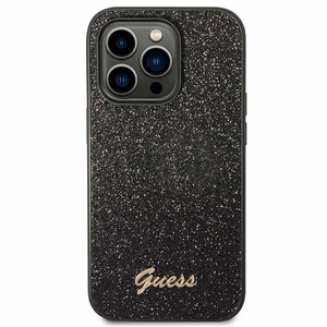 Guess Glitter Script kotelo iPhone 14 Pro:lle - Musta