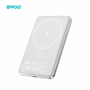 BWOO Ultra Slim varavirtalähde 20W 5000mAh magneettilatauksella P79 vaalenharmaa
