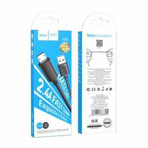 Kaapeli USB-A - Micro USB Hoco 2,4A 1 m X88 musta
