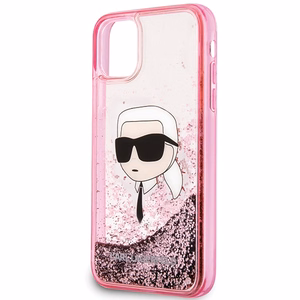 Karl Lagerfeld Glitter Karl Head -suojakuori iPhone 11/XR:lle - vaaleanpunainen