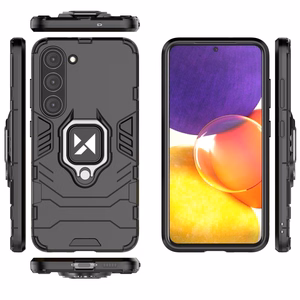 Wozinsky Ring Armor suojakuori Samsung Galaxy S23+:lle panssaroitu kuori magneettinen pidike rengas musta