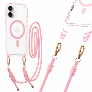 Tel Protect Strap Clear Suojakuori iPhone 17:lle vaaleanpunainen