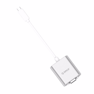 Orico PTAV sovitin USB-C–VGA ja 3,5 mm, Full HD, 0,15 m – hopeanvärinen