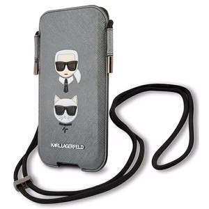 Karl Lagerfeld Saffiano Ikonik Karl&Choupette Head 6.1'' käsilaukku - Harmaa