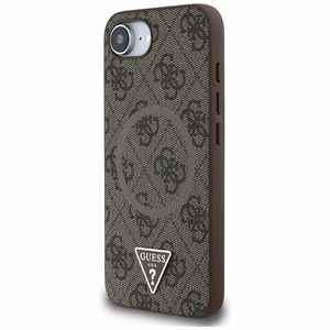 Guess HC MagSafe PU 4G Ring Triangle Logo Suojakuori iPhone 16e:lle - Ruskea
