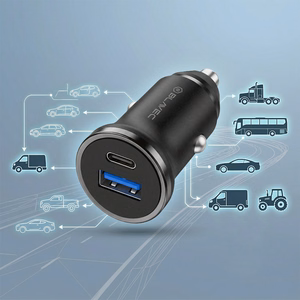 Blavec autolaturi BS-01B-C Road - USB + Type C - QC 3.0 18W PD 20W ja Type C - Type C -kaapeli (CCBS01BCR-UCB) musta