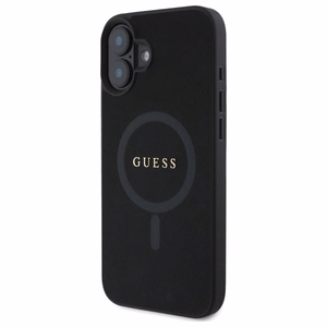 Guess Saffiano Classic Logo MagSafe Suojakuori iPhone 16:lle - musta