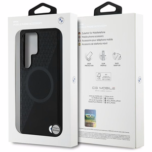 BMW Nahkainen Half Textured MagSafe Suojakuori Samsung Galaxy S25 Ultralle - musta