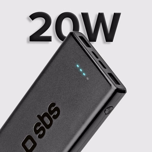 Powerbank SBS TTBB10000FASTPD20K 10000 mAh 20W Power Delivery -virtalähteellä - musta