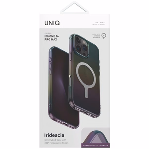 Uniq Iridescia Magclick Lataus Suojakuori iPhone 16 Pro Max:lle - Musta