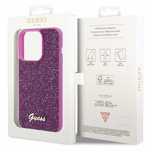 Guess Disco Metal Script Suojakuori iPhone 15 Pro:lle - vaaleanpunainen